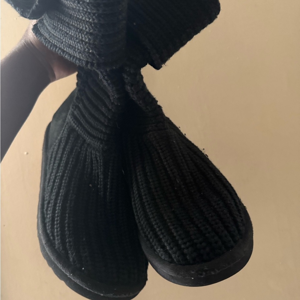 Ugg classic cardi black knit short boots - Picture 2 of 10